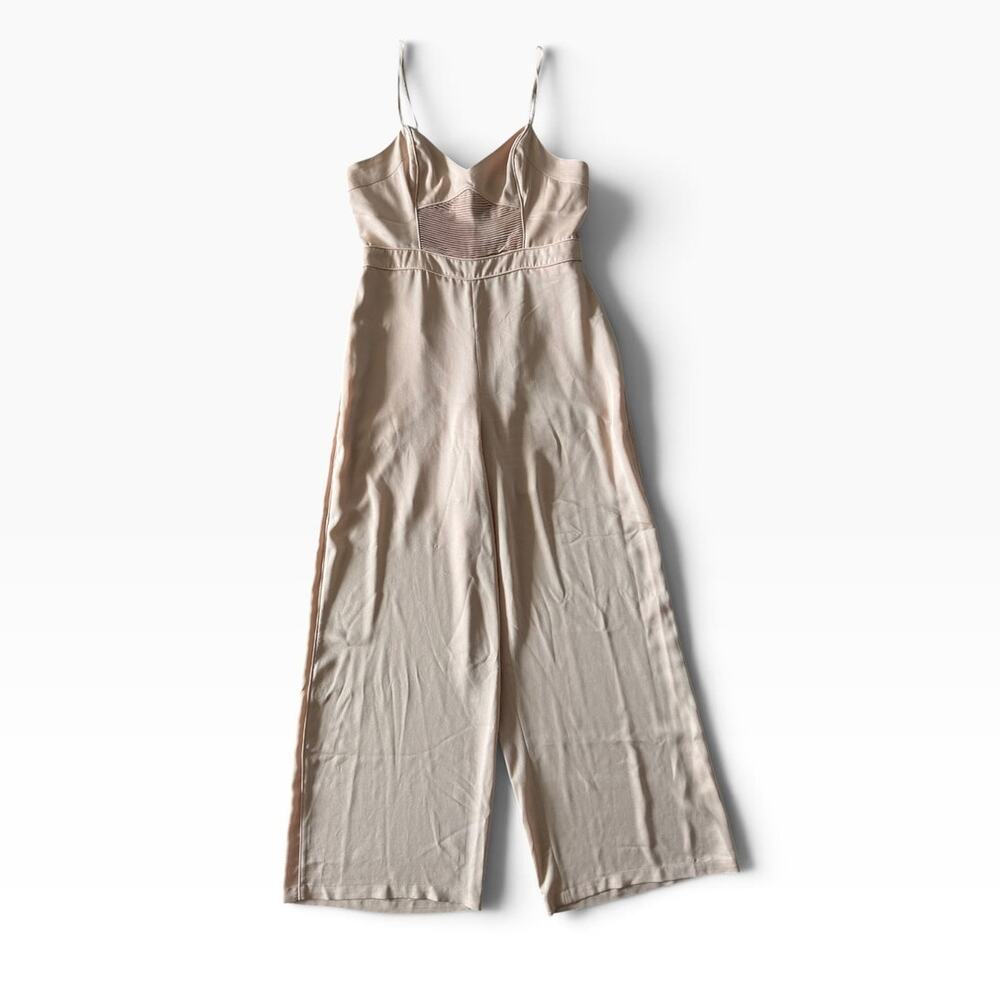BCBGMAXAZRIA PINK SATIN JUMPSUIT SIZE LARGE NWOT